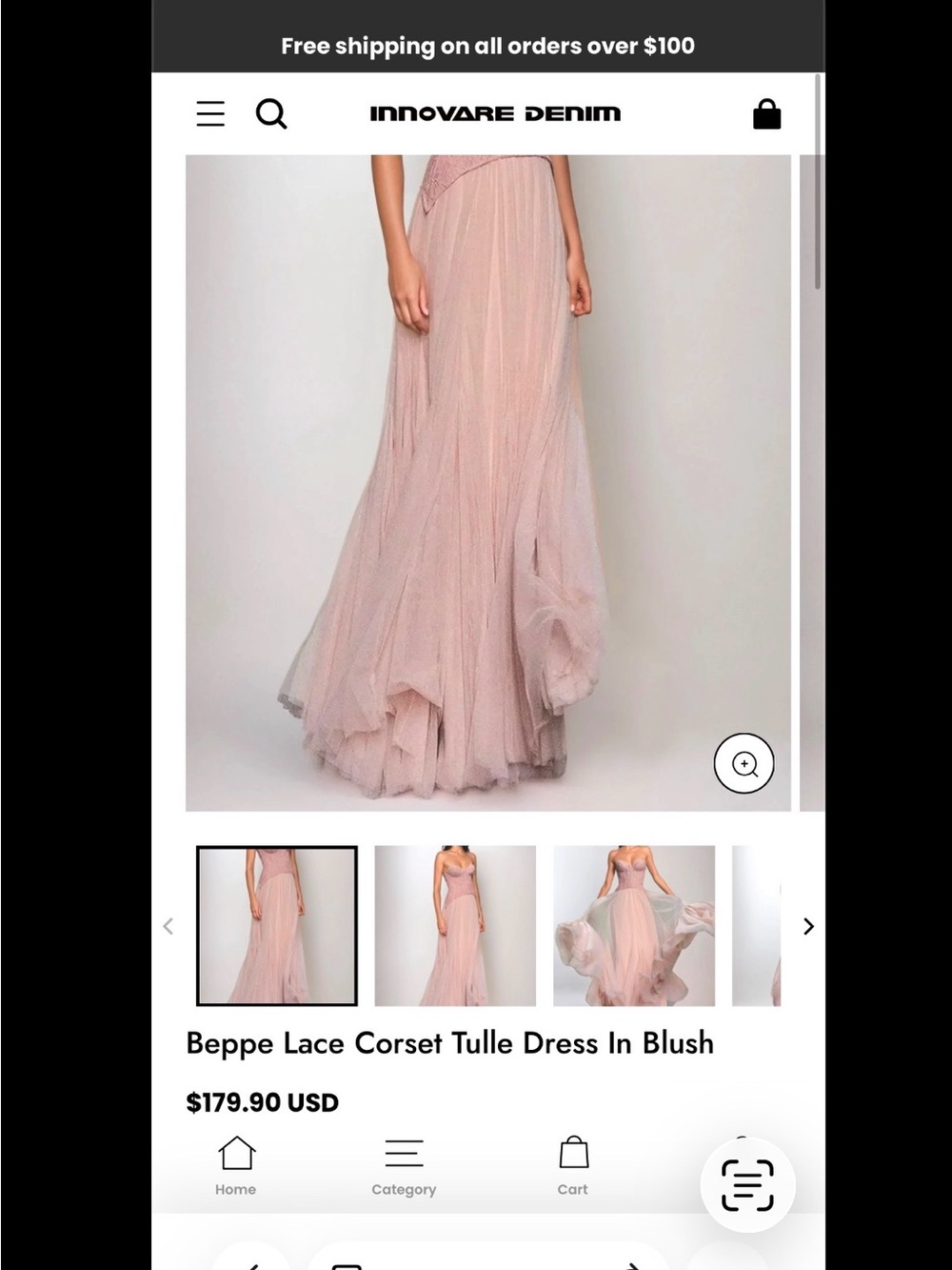Beppe Lace Corset Tulle Maxi Dress in Blush